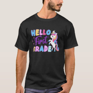 Camiseta Bonito Unicórnio Alô Primeiro Garotas do 1º ano Ad