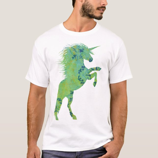 Camiseta Bonito Unicórnio Azul e Verde (Frente)