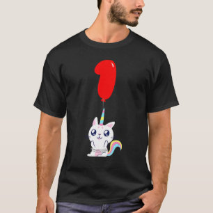 Camiseta Bonito Unicórnio Gato primeiro aniversario Kids Ba