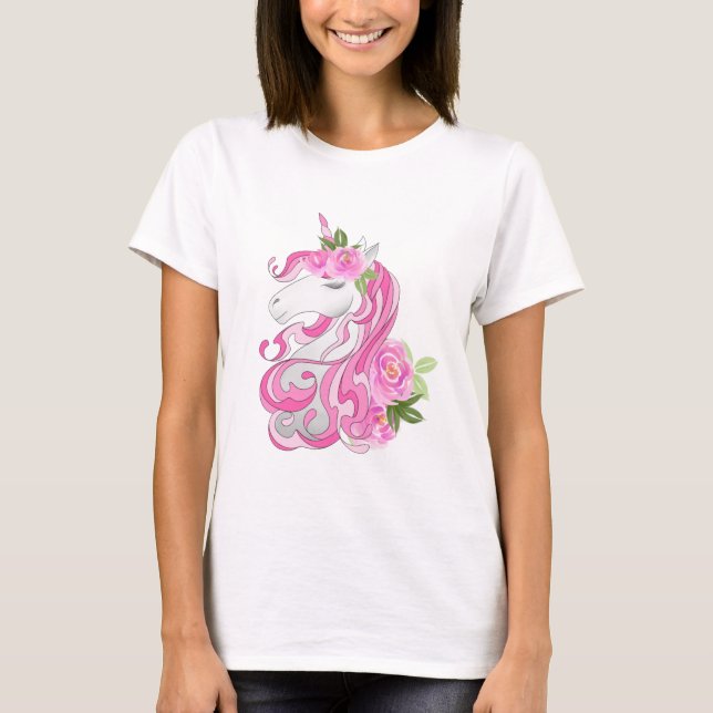 Camiseta Bonito Unicórnio Rosa (Frente)