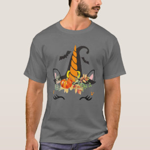 Camiseta Bonito Unicórnio Rosto Pumpkins Dia de Ação de Gra