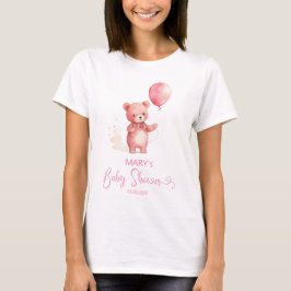 Camiseta Bonito Urso Rosa-Rosa-Balão Mãe Para Ser