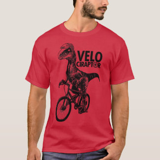 Camiseta Bonito Velociraptor Dinossauro A Andar De Biciclet