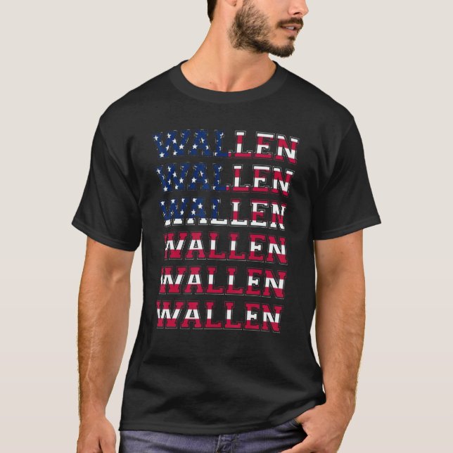 Camiseta Bonito Wallen Americano Flag Red White Merch Ou (Frente)