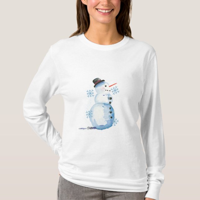 Camiseta Bonito Watercolor Snowman (Frente)