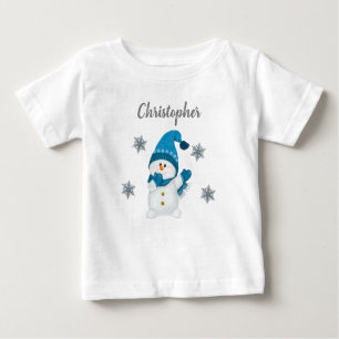 Camiseta Bonito Winter Little Snowman Flocos de neve Baby B