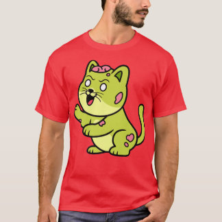 Camiseta Bonito Zombie Cat Halloween Gatinho Retro Horror E