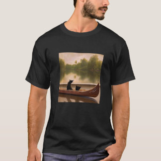 Camiseta Bonitos Gatos De Trabalho de arte Dois Num Barco I