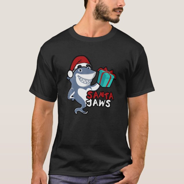 Camiseta Bonitos Papais noeis Tubarão Família Natal Pijama  (Frente)