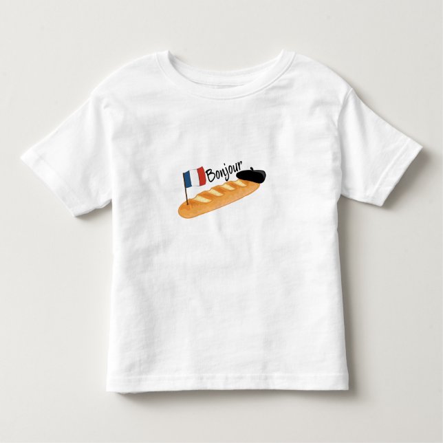 Camiseta Bonjour Baguette - Comida francesa engraçada (Frente)
