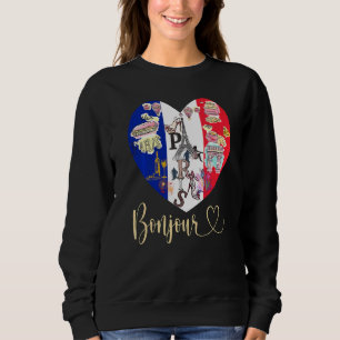 Camiseta Bonjour France I Love Paris Flag Heart Fren