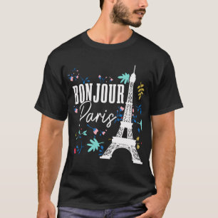 Camiseta Bonjour Paris Eiffel Tower França Souvenir