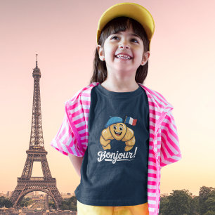Camiseta Bonjour Paris French Croissant Girls Cute