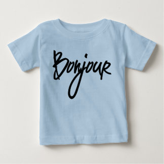 Camiseta Bonjour Script (Preto) para Amantes da França