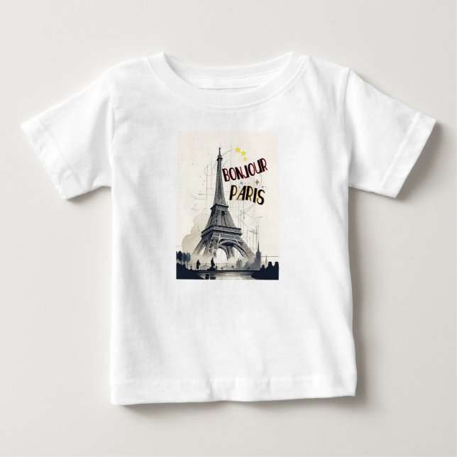 Camiseta Bonjour Skyline Marathon Paris (Frente)