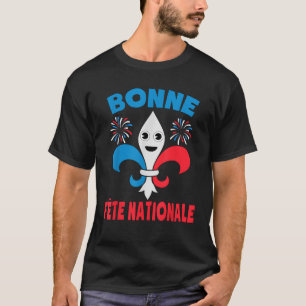 Camiseta Bonne F the Nationale Bastille Day Fleur De Lys Fr
