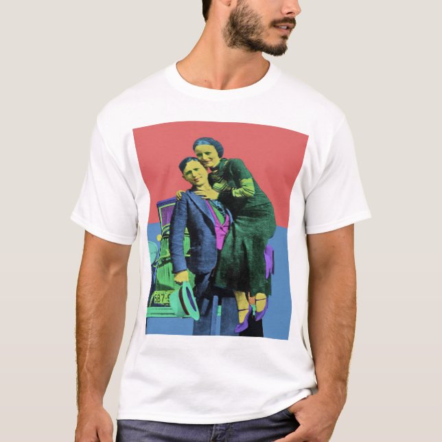 Camiseta Bonnie e Clyde Pop Art (Frente)