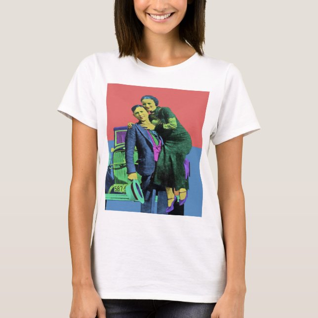 Camiseta Bonnie e Clyde Pop Art (Frente)