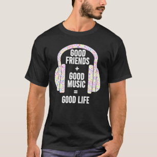 Camiseta Bons Amigos + Boa Música Boas Fones de ouvido de V