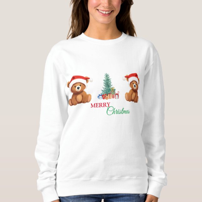 Camiseta Bons animais de inverno Ursos Papais noeis de Nata (Frente)