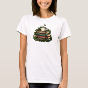 Camiseta Bons Livros Bom Café Bom Humor Leitor Acogedor