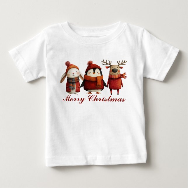 Camiseta Bons Papais noeis de Cartoons Felizes Feliz Natal (Frente)