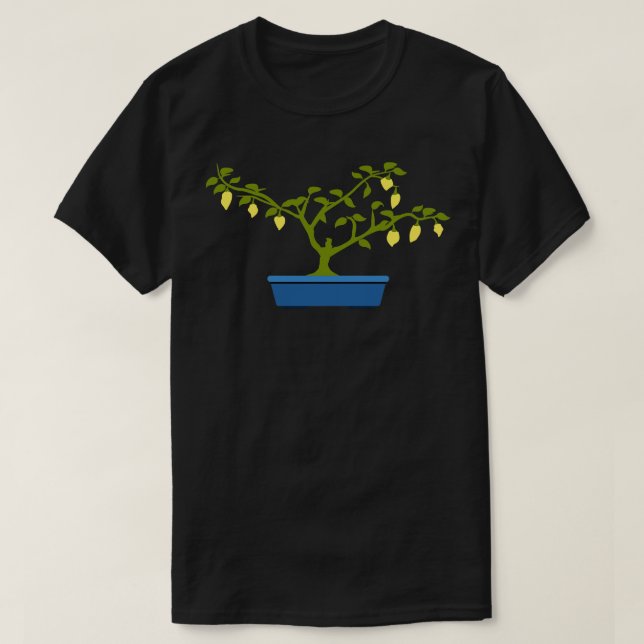 Camiseta Bonsai Amarelo no Pote Bonsai Azul (Frente do Design)