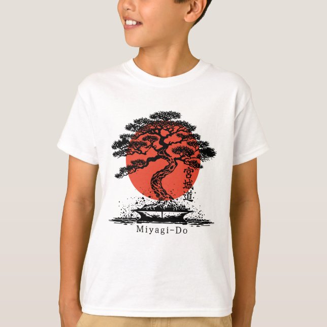 Camiseta Bonsai Japonês Kanji Miyagi Personalizado (Frente)