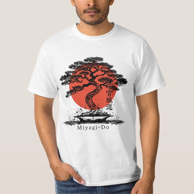 Camiseta Bonsai Japonês Kanji Miyagi Personalizado (Frente)