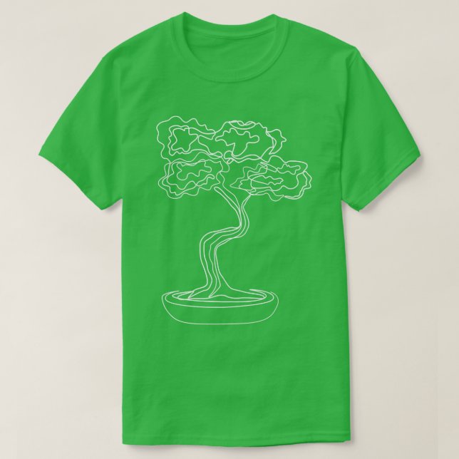 Camiseta Bonsai Motif Desenho De Arte De Linha Zen De Árvor (Frente do Design)