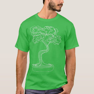 Camiseta Bonsai Motif Desenho De Arte De Linha Zen De Árvor
