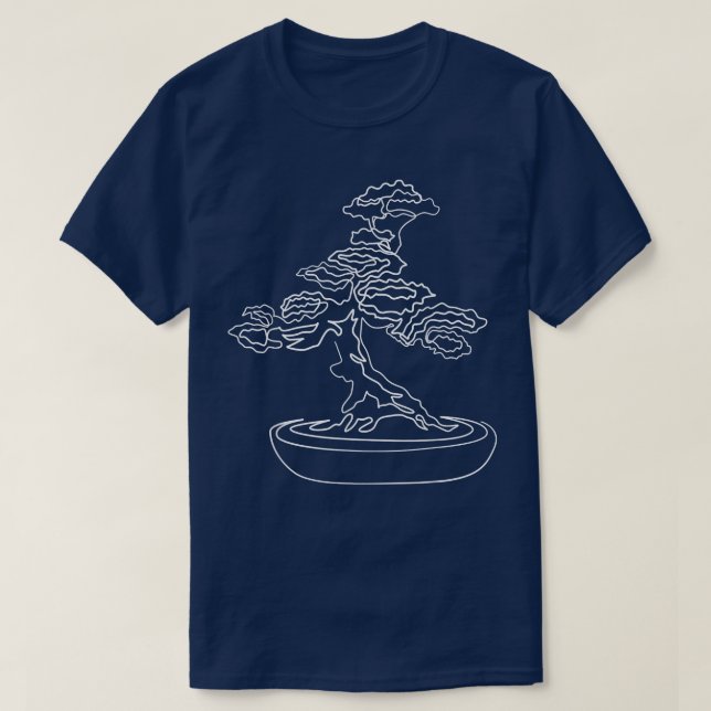 Camiseta Bonsai Motif Desenho De Arte De Linha Zen De Árvor (Frente do Design)