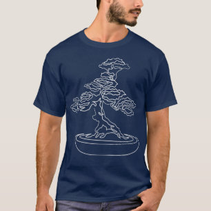 Camiseta Bonsai Motif Desenho De Arte De Linha Zen De Árvor