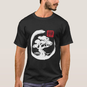Camiseta Bonsai Tree Japonês Calligrafia Zen Bonsai