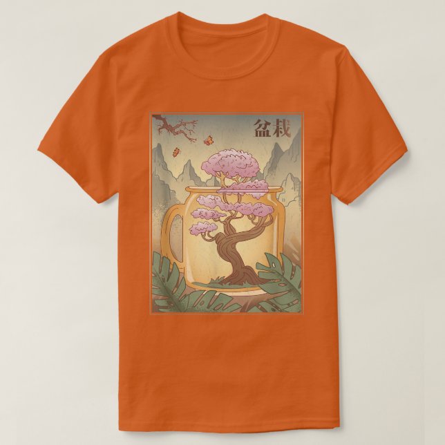 Camiseta Bonsai Tree Japonês Sakura Cereja Flor Ae (Frente do Design)