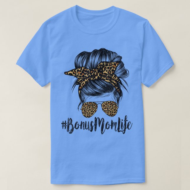 Camiseta Bonus Mãe Cabelo de Vida Bandana Óculos Leopardo M (Frente do Design)
