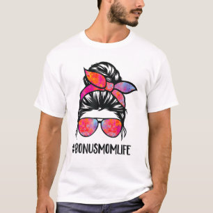 Camiseta Bonus Mãe Vida Dia de as mães Stepmama Cabelo Ma