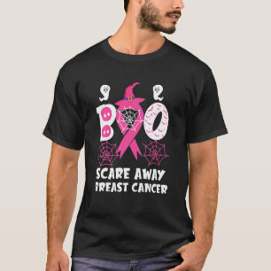 Camiseta Boo Assusta Fora do Cancer de Mama Fita Rosa