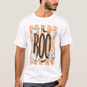 Camiseta Boo Assustador Listrado Fantasma Coquette Hallowee