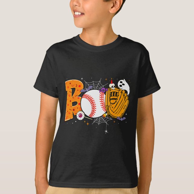 Camiseta Boo Baseball Player Catcher Tcher Funny Halloween  (Frente)