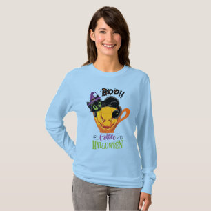 Camiseta Boo Black Cat, Assustador Pumpkin Café Halloween