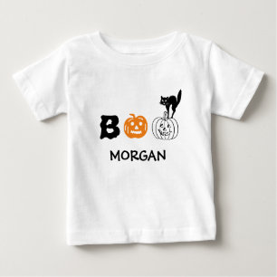 Camiseta Boo Black cat orange abóbora nome personalizado Ha