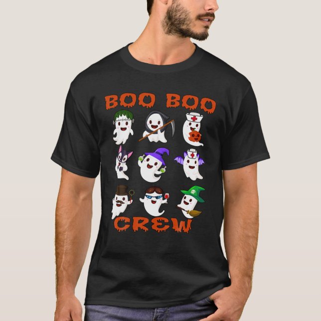 Camiseta Boo Boo Crew Enfermeira Fantasma Engraçada Nur (Frente)