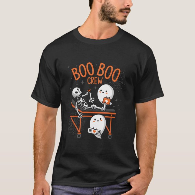 Camiseta Boo Boo Crew Ghost Médico paramédico Emt Nurn Hall (Frente)