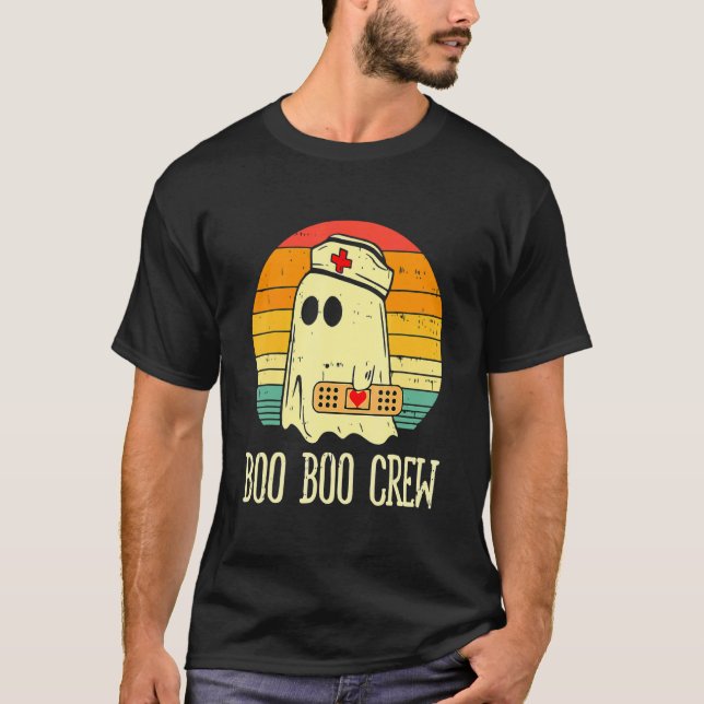 Camiseta Boo Boo Crew Nurse Ghost Funny Halloween Costume_1 (Frente)