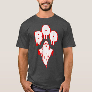 Camiseta Boo Branco E Vermelho Fantasma Fantasma De Hallowe