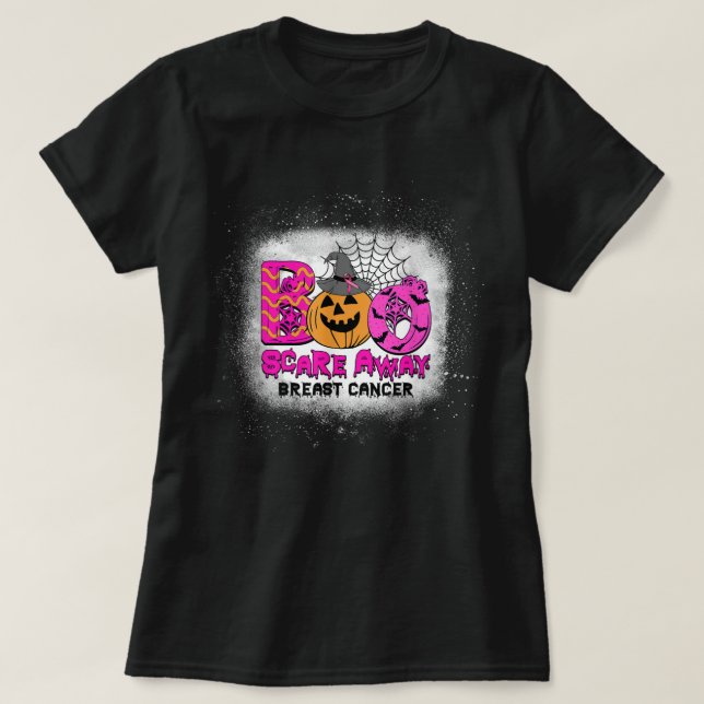 Camiseta Boo Breast Cancer Pink Ribbon Funny Halloween Pump (Frente do Design)