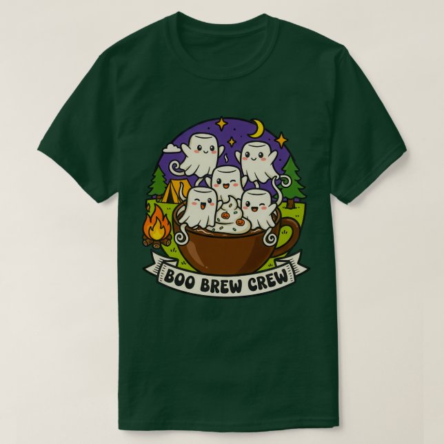 Camiseta Boo Brew Crew Ghost Coffee Design (Frente do Design)