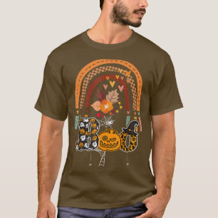 Camiseta Boo com aranhas e arco-íris 2 do Hat Halloween