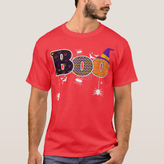 Camiseta Boo Com Aranhas E Meninos De Chapéu De Bruxas